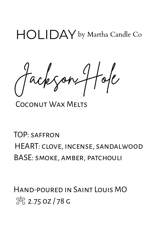 Jackson Hole Holiday Wax Melts (Sandalwood + Smoke + Saffron)
