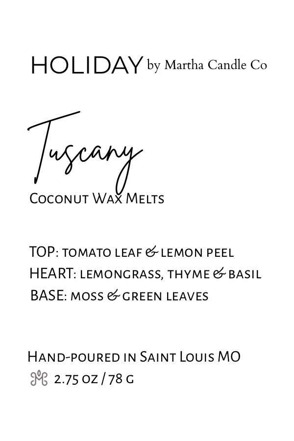 Tuscany Holiday Wax Melts (Tomato Leaf + Thyme + Basil)