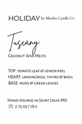 Tuscany Holiday Wax Melts (Tomato Leaf + Thyme + Basil)