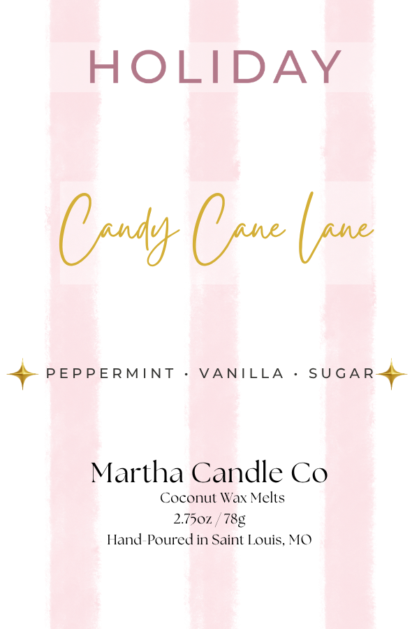 Candy Cane Lane Wax Melts (Peppermint + Vanilla + Sugar)